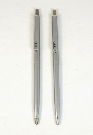 2 Vintage Paper Mate Chrome Double Heart Profile Ballpoint Pens