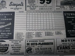 1950 PCL Pacific Coast League Baseball Program San Francisco Seals 2