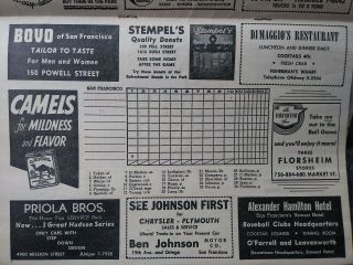 1950 PCL Pacific Coast League Baseball Program San Francisco Seals 3