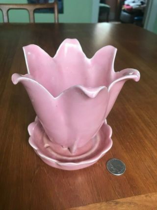 Vintage 1950s Shawnee Pink Tulip Planter Flower Pot No.  466 Porcelain