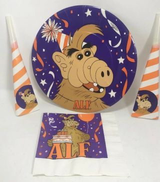 1987 Alf Party Paper Plate Noisemakere And Napkin Vintage Tv Sitcom Memorabilia