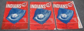 3 - 1955 Cleveland Indians Official Baseball Score Cards