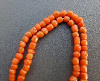 LOVELY VICTORIAN ANTIQUE REAL CARVED CORAL BEAD NECKLACE 7g 3