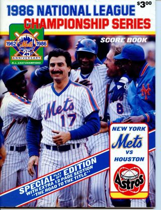 1986 York Mets Vs Houston Astros Nlcs Program Keith Hernandez On Cover