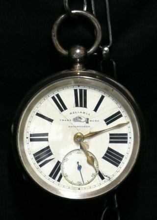 Antique Large Sterling Silver Pocket Watch By John Hawley : 1894,  Birmingham