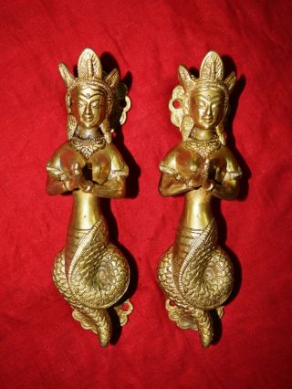 2 Mermaid Brass Door Pull Handle Handmade Golden Finish Banquet Door Handle Rv50