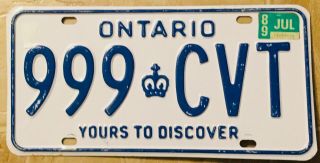 License Plate - Canada Ontario Repeating Number - 9 999