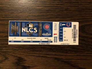 Chicago Cubs 2017 Nlcs Game 3 Season Ticket Stub Los Angeles Dodgers Wrigley