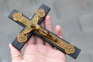 ⭐ antique/ vintage religious cross,  ornate crucifix,  bronze christ⭐ 2