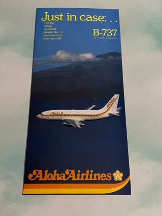 Aloha Airlines Boeing 737 With Aft Stairs Safety Card - 1987