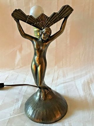 Vintage Art Deco L&l Wmc Nude Lady Small Brass Lamp