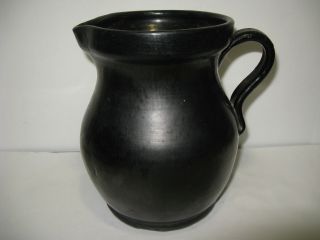 Antique Black Glaze Stoneware Crock Jug Pitcher 7 1/2 " Tall