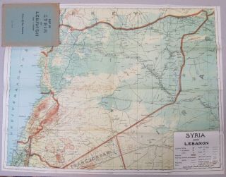 Folding Map Of Of Syria And Lebanon.  Ca 1940.  Middle East.  The Levant.