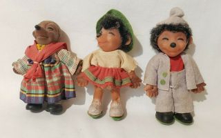 Vintage Steiff Mecki Hedgehog Doll Family Micki 1960s Germany
