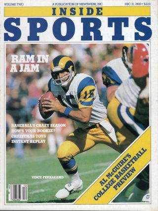 December 31,  1981 Issue Inside Sports Vince Ferragamo Cover No Label Nm - Mt