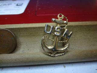 Vintage Sterling Us Navy Anchor Officers Pin Badge