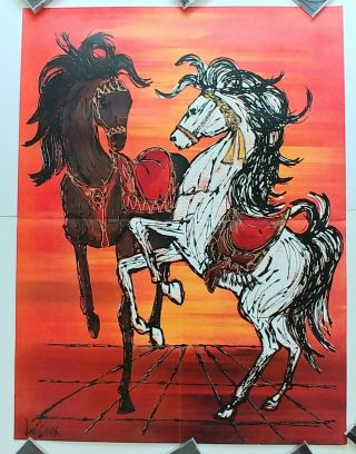 Carousel Horse Lee Burr Art Vintage Poster Equestrian Artwork Heritage 1972