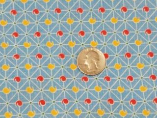 Vintage Feedsack Fabric: Blue With Red And Yellow Designs 18 X 48 In.
