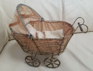 Antique Vintage Miniature Baby Doll Hooded Carriage Stroller Buggy Pram Marklin