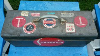 Vintage Antique Metal Toolbox Studebaker Automobile 18 " ×9 " ×6 " Tool Box Stp