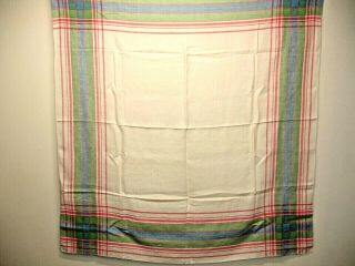 Vintage Tablecloth,  Blue,  Red And Green Plaid,  48 X 52 Inches