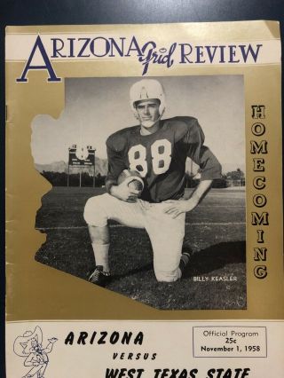1958 Arizona Wildcats Vs West Texas State Football Program