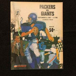 1967 Nfl Football Program Green Bay Packers Vs York Giants Sept 9th Lambeau