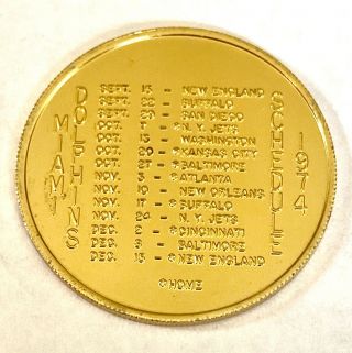 1974 Miami Dolphins Schedule Financial Federal Loan Advertising Pin Token Coin
