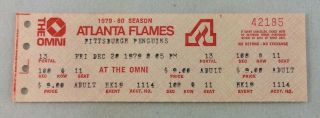 Nhl 1979 12/28 Pittsburgh Penguins At Atlanta Flames Hockey Full Ticket