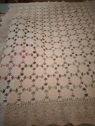 Vintage Crochet Table Cloth White