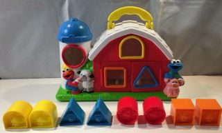 Vintage 1999 Tyco Sesame Street Barn Shape Sorter Blocks Preschool Learning Toy