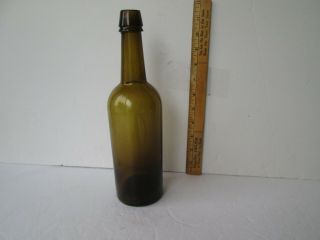 Antique Yellow Olive Whiskey Bottle 11.  25in.  Tall Base Marked Dyottville Phila.