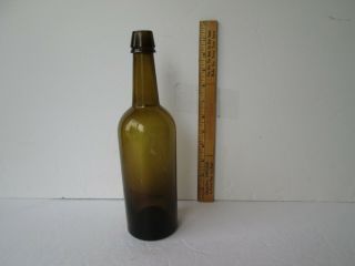 antique yellow olive whiskey bottle 11.  25in.  tall base marked dyottville phila. 2
