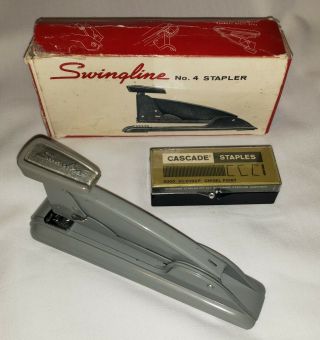 Vintage Swingline No.  4 4 Stapler Grey Office Desktop Accessory,  W/box Staples