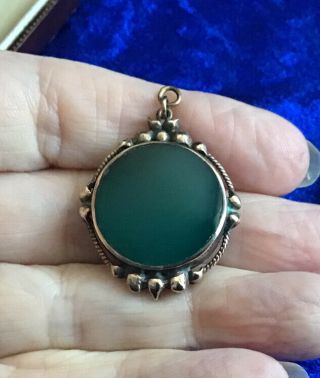 Antique Victorian 9ct Rolled Gold & Real Jade Set Fob/pendant