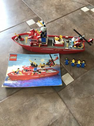 Vintage (1991) Lego Town Huge Ship Set 4031 Fire Rescue Boat With Instructions