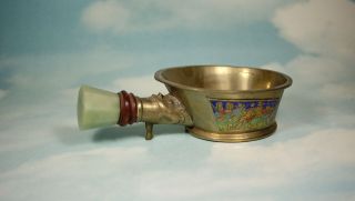Fine Antique Chinese Silk Bronze Press With A Solid Jade Handle