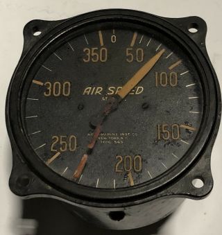 Vintage Antique Aircraft Airspeed Indicator Instrument Aeromarine Airplane Gauge