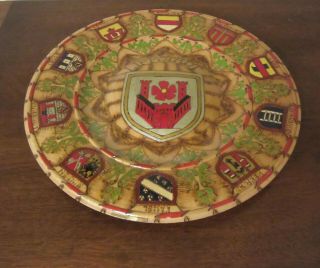 Pretty Vintage Lippstadt Wood Cities And Shields,  Souvenir Plate,  Cat Rescue