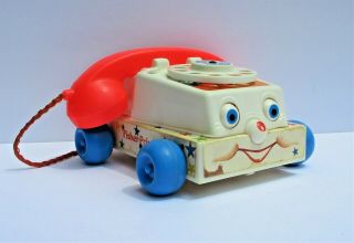Vintage Pull Toy Collectible Telephone Phone 1985 Fisher Price Chatter Box 747
