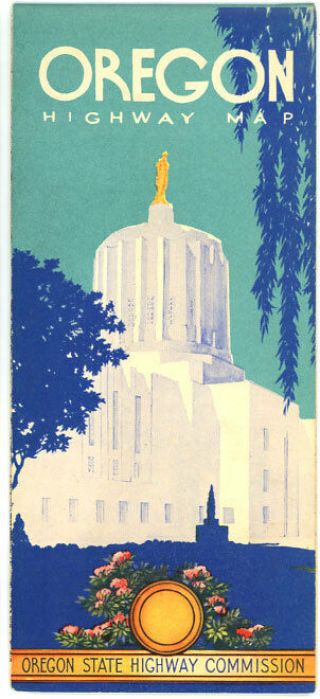 1953 Oregon Official Road Map From State Highway Department