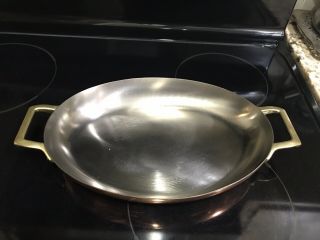 Vintage Copper Au Gratin Pan With Brass Handles - 12 "