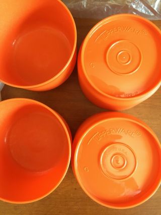 Set of 4 Vintage Orange Tupperware Snack Cups with Lids Old Stock 2