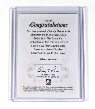 2013 - 14 ITG Vintage Memorabilia Terry Sawchuk Silver Jersey Red Wings 2