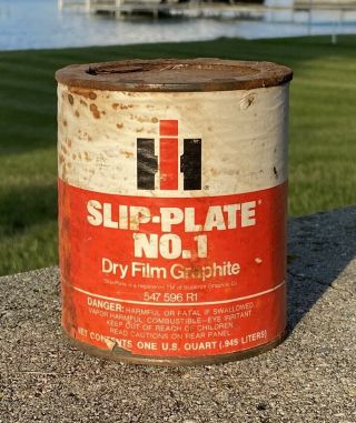 Vintage International Harvester Ih Slip - Plate No1 Dry Film Graphite Quart Can