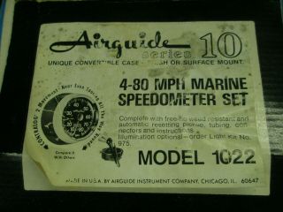 Vtg Airguide Marine Speedometer Model 1022 4 - 80 Mph