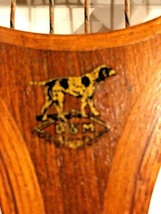 Antique D&M Wood Tennis Racquet with Press - Hunting Dog Decal - Draper Maynard 2