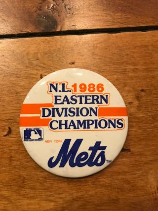 1986 York Mets Eastern Division Champions 3 " Pinback Button World Series