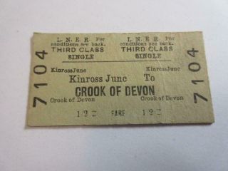 1956 Lner (scotland) Railway Ticket - Kinross June To Crook Of Devon,  3rd Single
