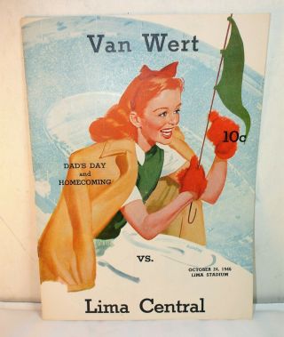 1946 Van Wert,  Oh Vs Lima,  Ohio High School Football Sports Program Oct 24,  1946